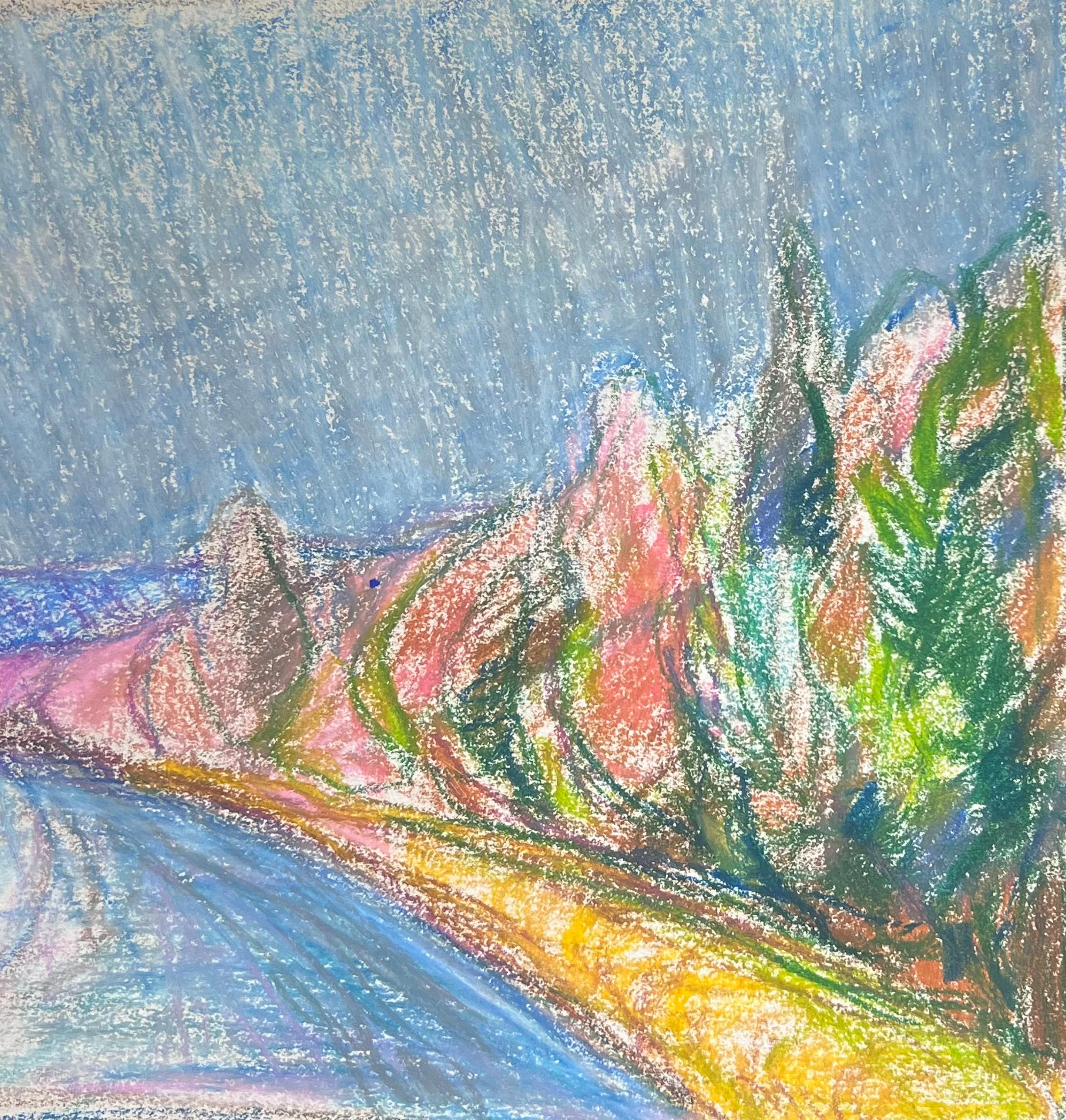 Expresionista francés del siglo XX Pista azul en paisaje arbolado de bosque luminoso - Abstract Painting Gris de Akos Biro