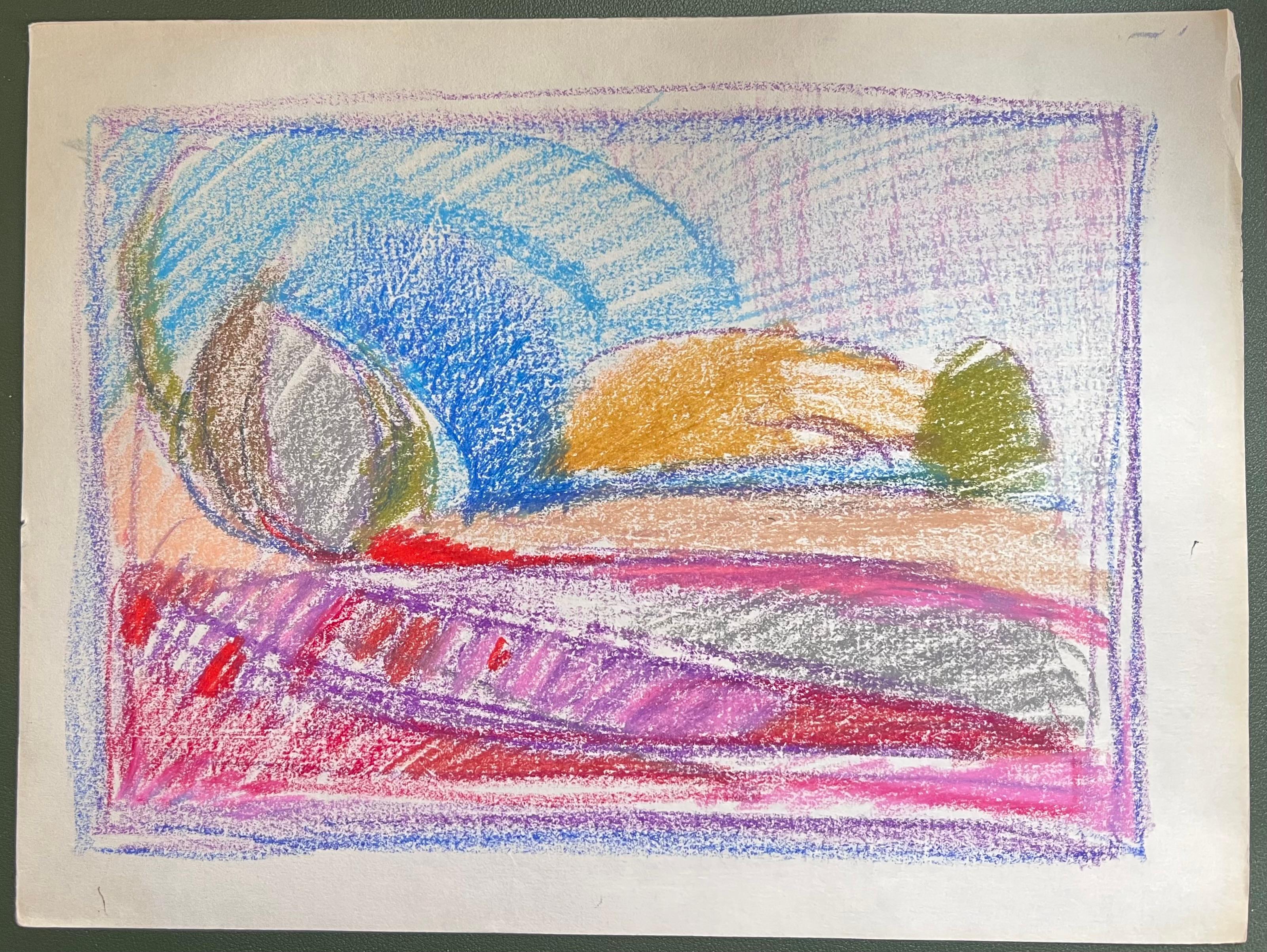 Scène d'intérieur abstraite et colorée de l'expressionniste français du 20e siècle - Painting de Akos Biro