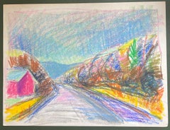 20th Century French Expressionist Bright & Colourful Mountain Road Landscape