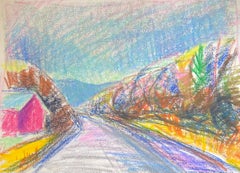 20th Century French Expressionist Bright & Colourful Mountain Road Landscape