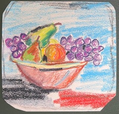 20th Century French Expressionist Bright Still Life Fruit Bowl Grapes and Pears