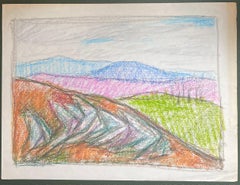 20th Century French Expressionist Colourful Valley Pastel Landscape