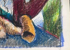 20th Century French Expressionist Coral & Rock Abstract Pastel Landscape