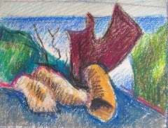 Paesaggio astratto a pastello con corallo e rocce dell'Espressionismo francese del XX secolo
