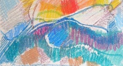 20th Century French Expressionist Fiery Sunset Behind Blue Mountain Valley