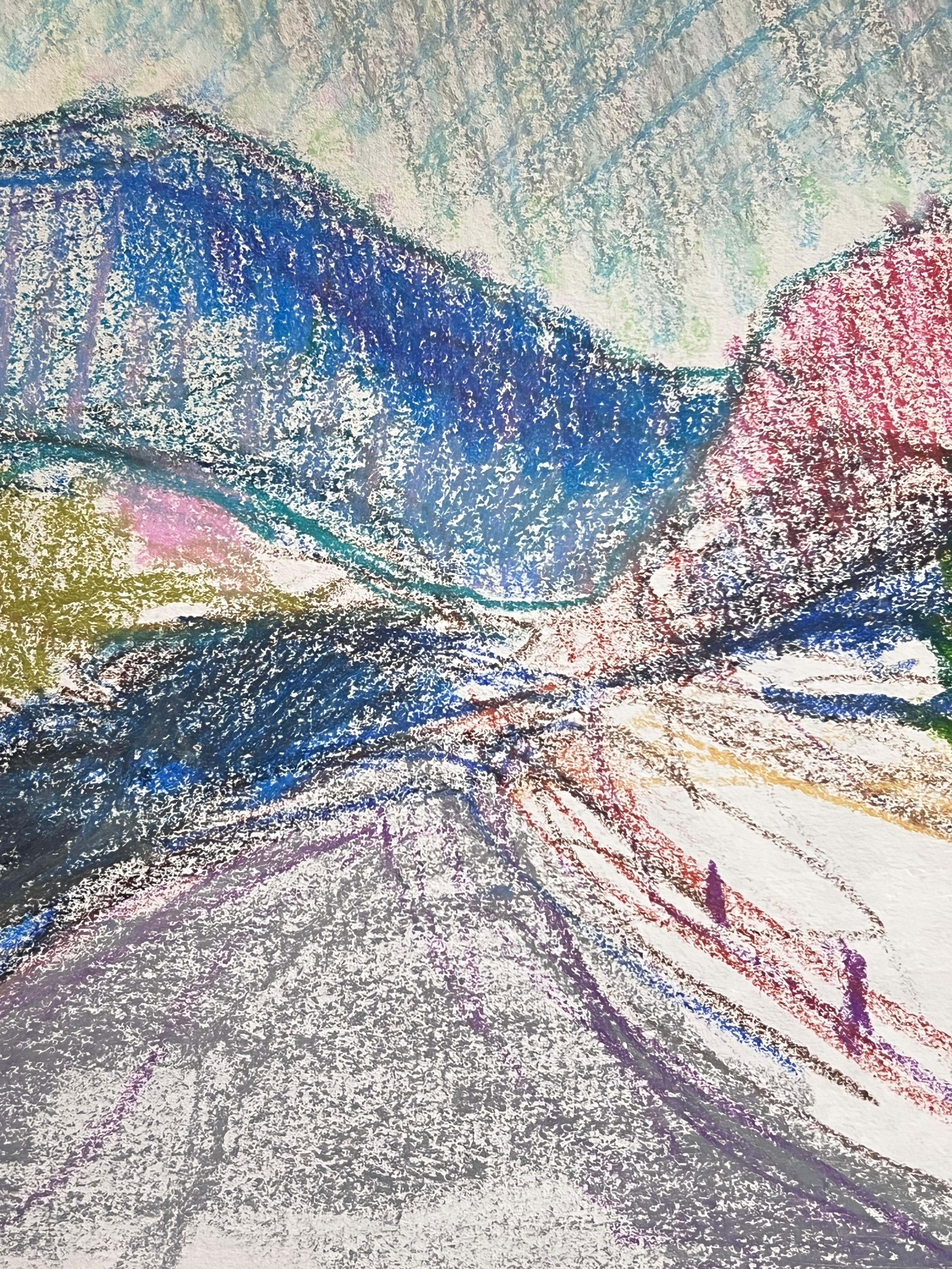 Expresionista francés del siglo XX Camino gris en el paisaje de montaña - Painting Abstracto de Akos Biro