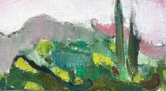 20th Century French Expressionist Oil Painting Pink Skies Provence Landscape