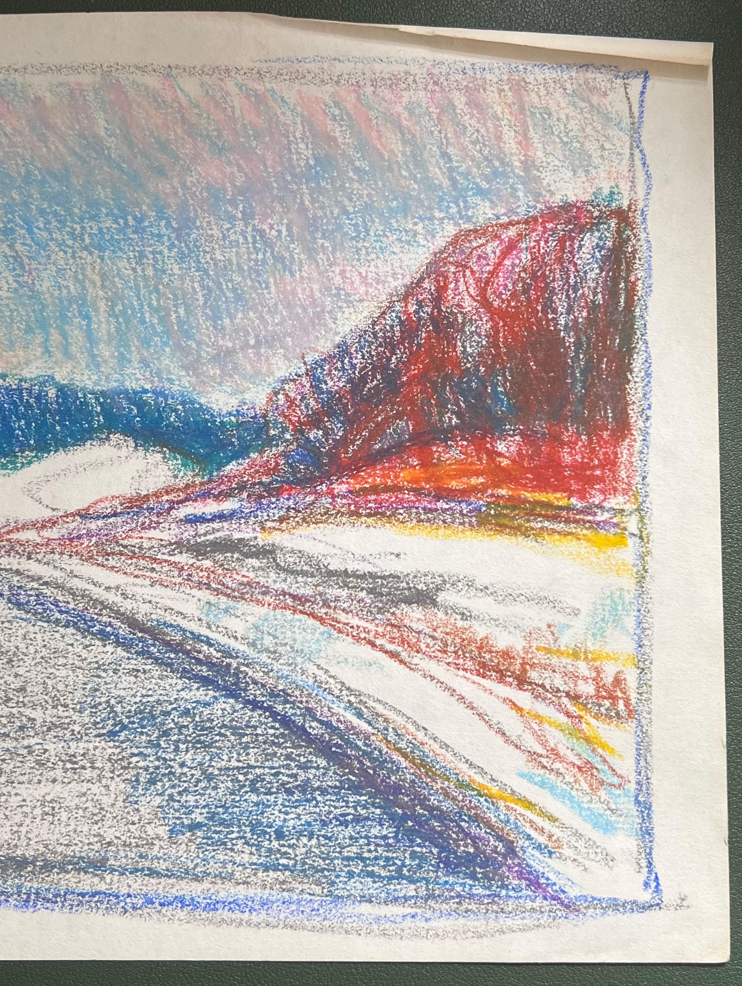 Espressionista francese del 20° secolo: pista di neve aperta in un paesaggio montano - Abstract Painting Grigio di Akos Biro