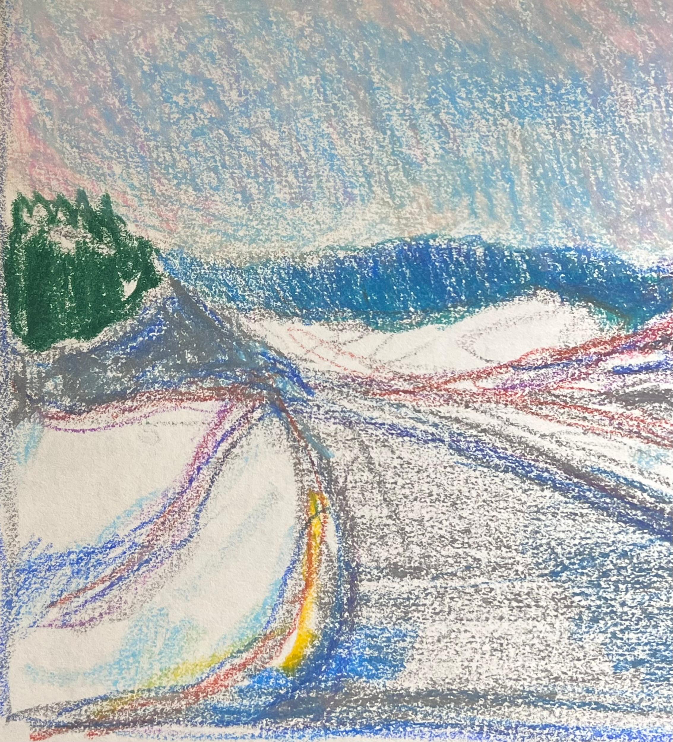 Espressionista francese del 20° secolo: pista di neve aperta in un paesaggio montano in vendita 1