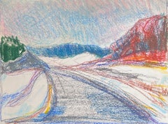 Espressionista francese del 20° secolo: pista di neve aperta in un paesaggio montano
