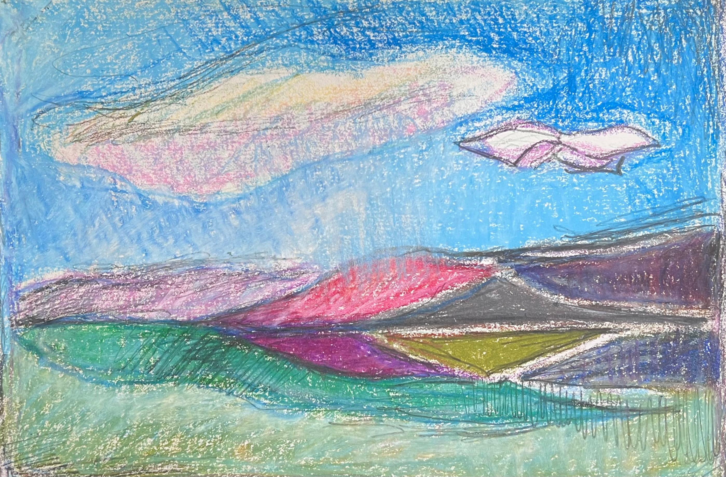Pastello espressionista francese del XX secolo: cieli blu su valli colorate