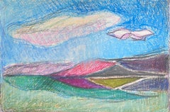 Pastello espressionista francese del XX secolo: cieli blu su valli colorate
