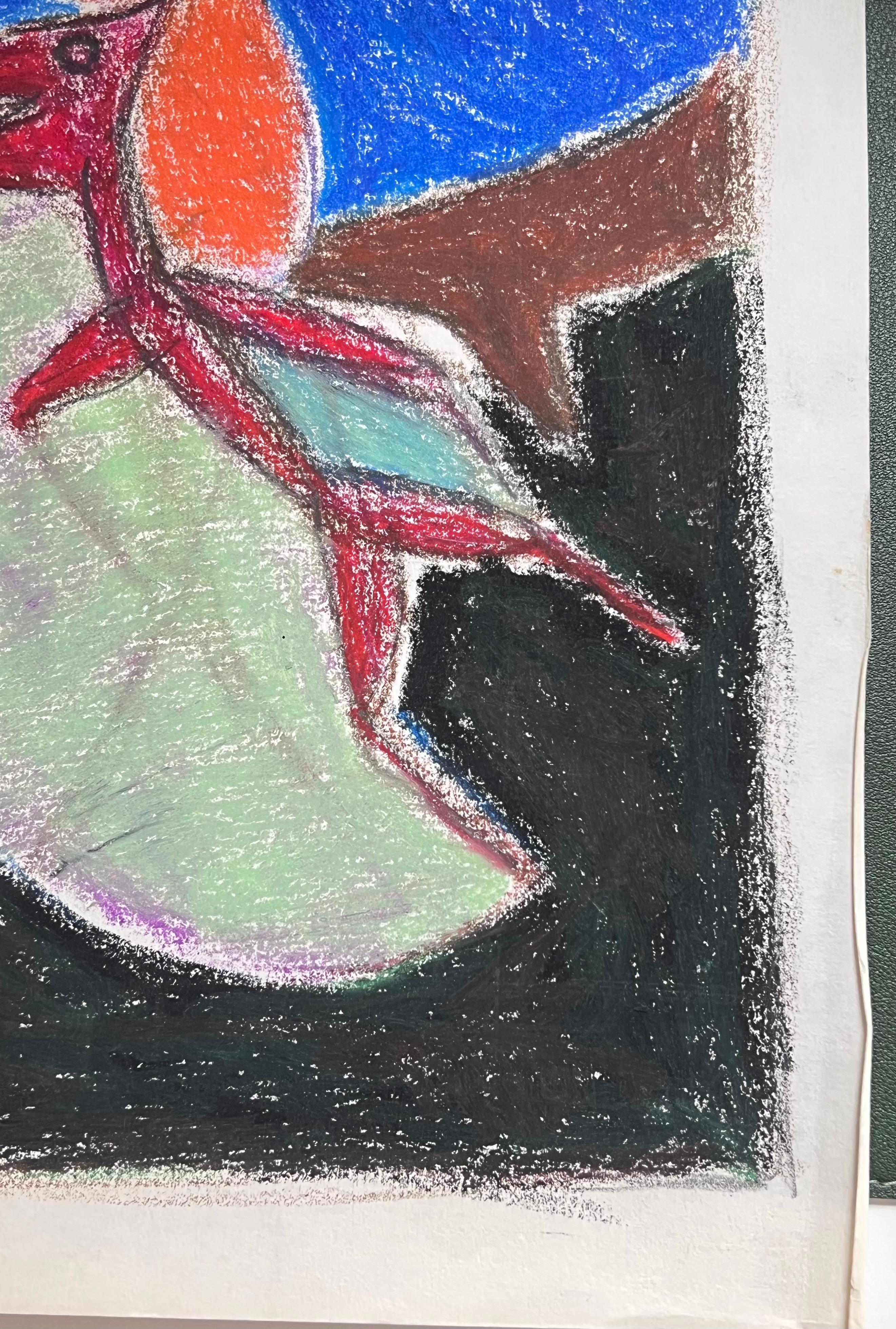 Figura astratta rossa 
di Akos Biro (Ungherese 1911-2002)
dipinto a pastello su carta d'artista, senza cornice
dipinto: 12 x 9 pollici           
provenienza: proprietà dell'artista, Francia

Splendido dipinto a olio originale del famoso e