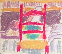 Französischer expressionistischer roter Stuhl des 20. Jahrhunderts, Interieur-Stillleben