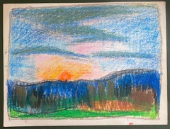 20. Jahrhundert Französisch Expressionist Sonnenaufgang Peering durch den Himmel über Wiesen