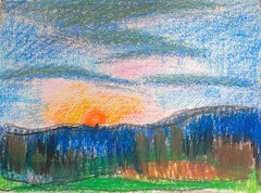 Alba espressionista francese del XX secolo che scruta il cielo sopra i prati