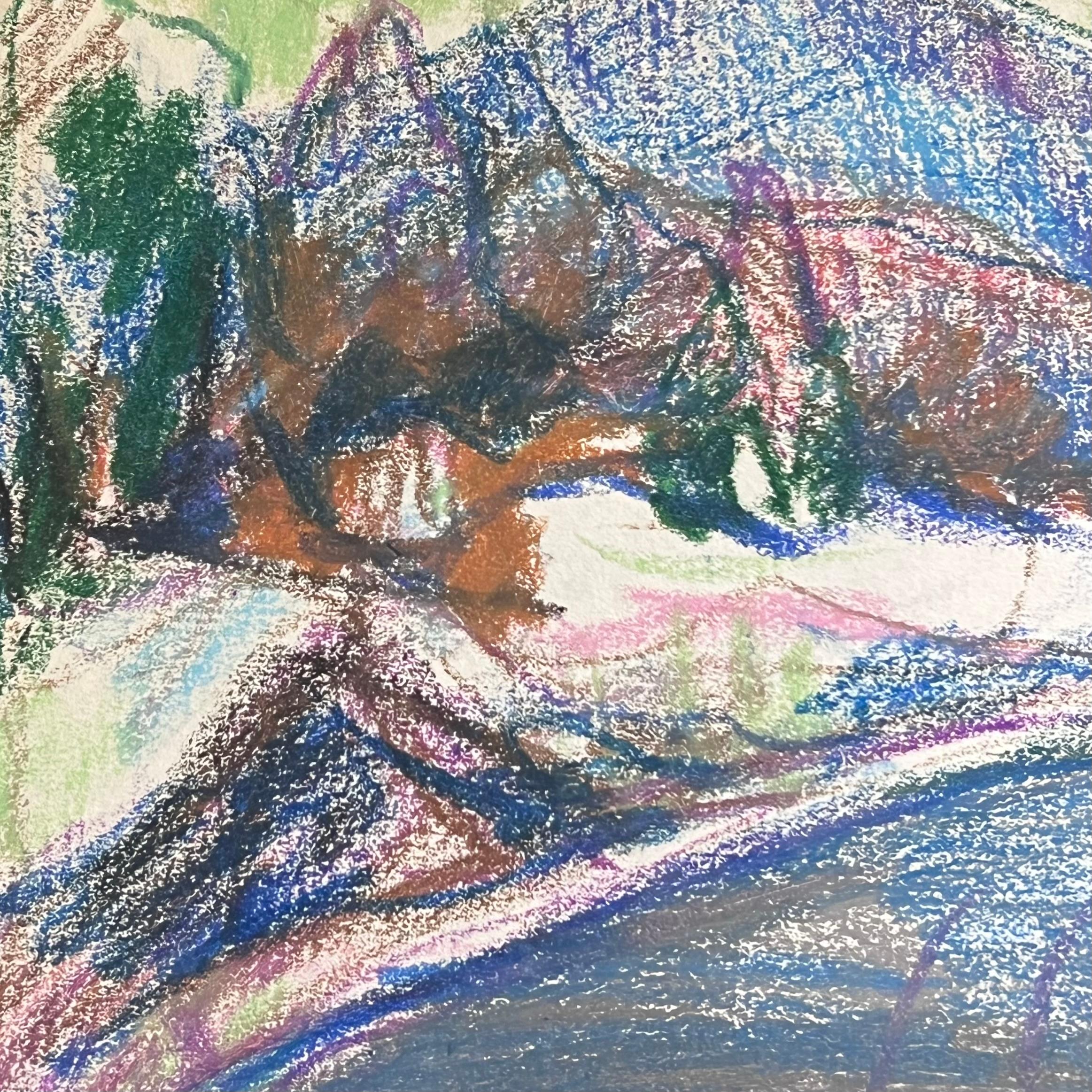 Expresionista francés del siglo XX Pista azul ventosa en el paisaje de montaña - Abstract Painting Gris de Akos Biro