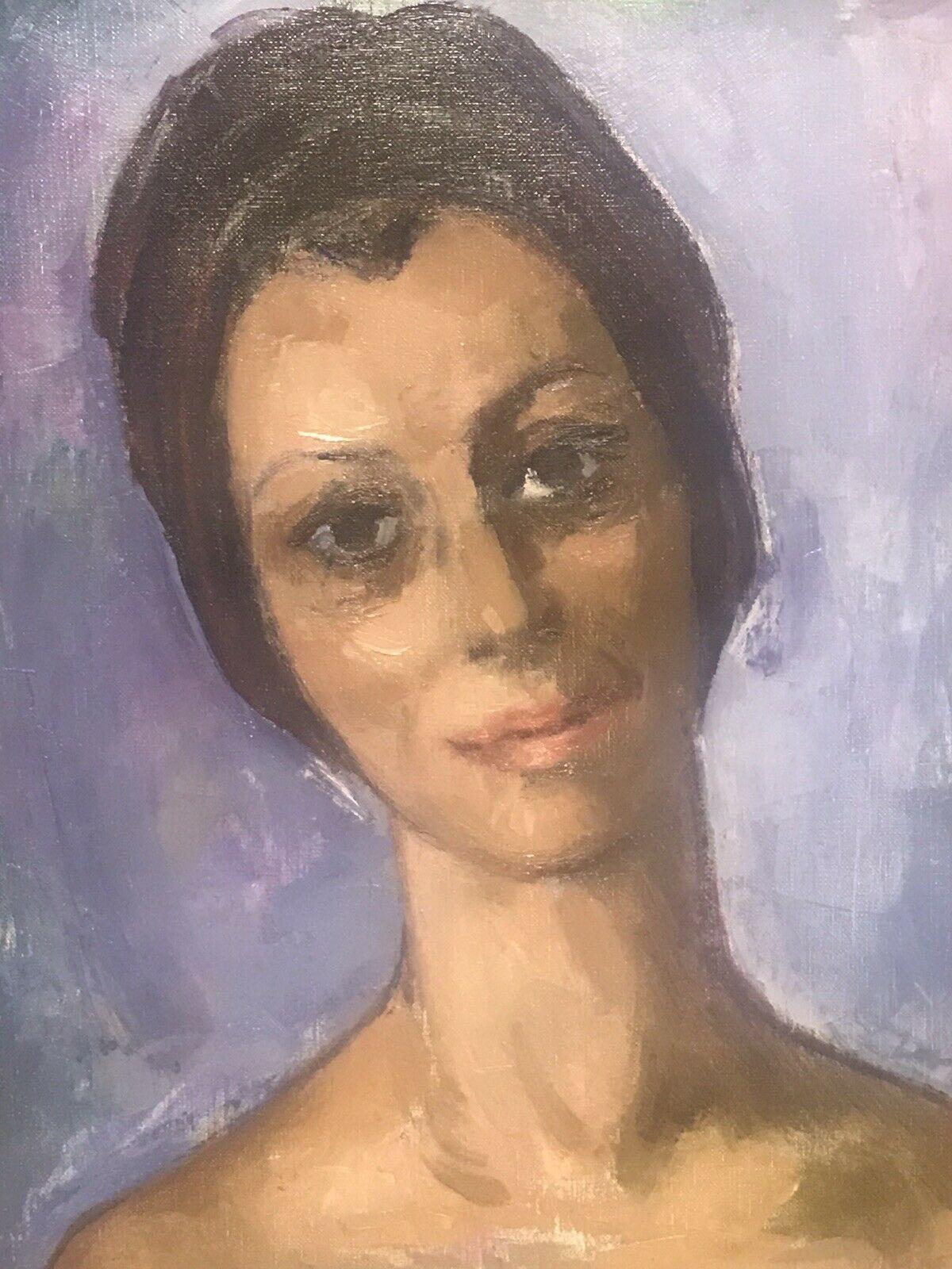 20th Century Signed French Oil - Portrait of a Lady from Mougins, South France - Brown Landscape Painting by Akos Biro