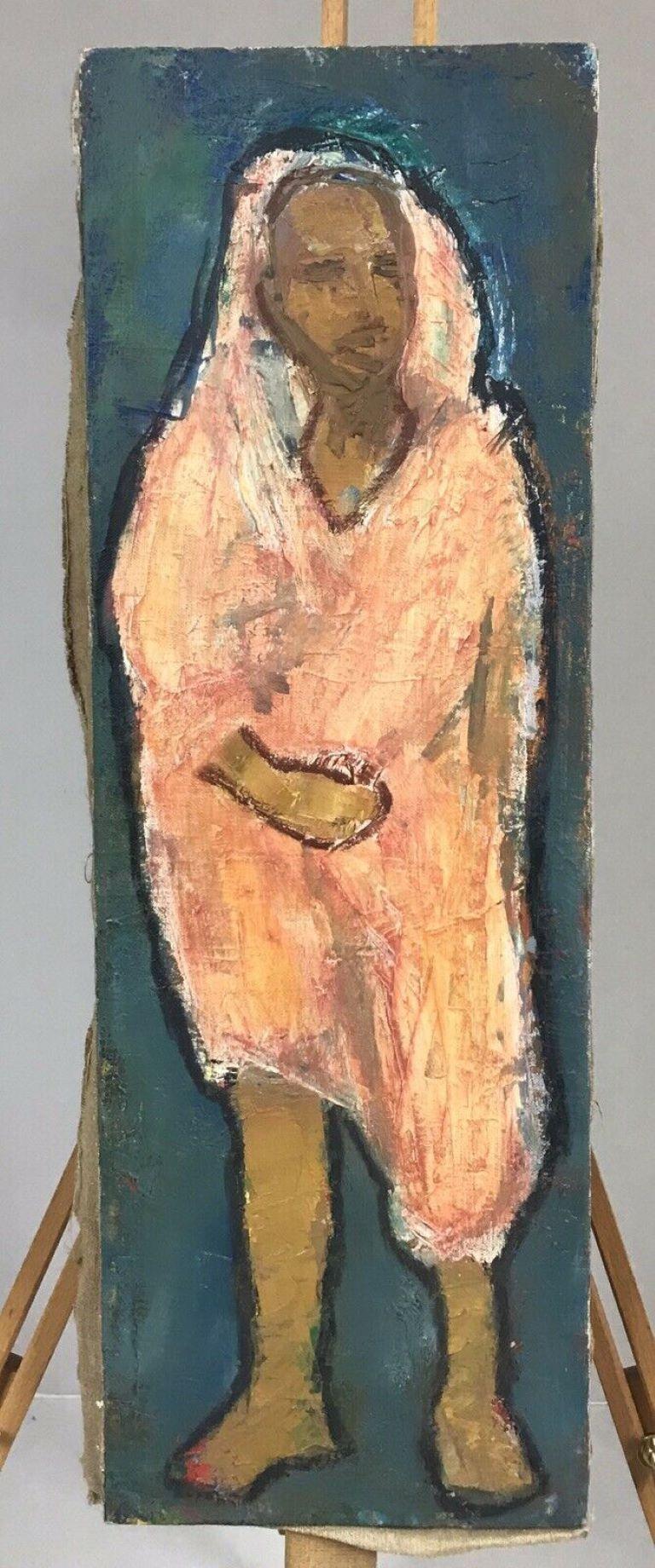 AKOS BIRO (1911-2002) LARGE EXPRESSIONIST OIL PAINTING ON CANVAS - FIGURE  - Painting by Akos Biro