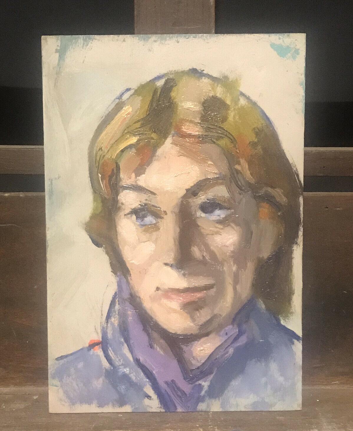 Akos Biro Expressionistisches Öl, Porträt in tiefen Gedanken im Angebot 1