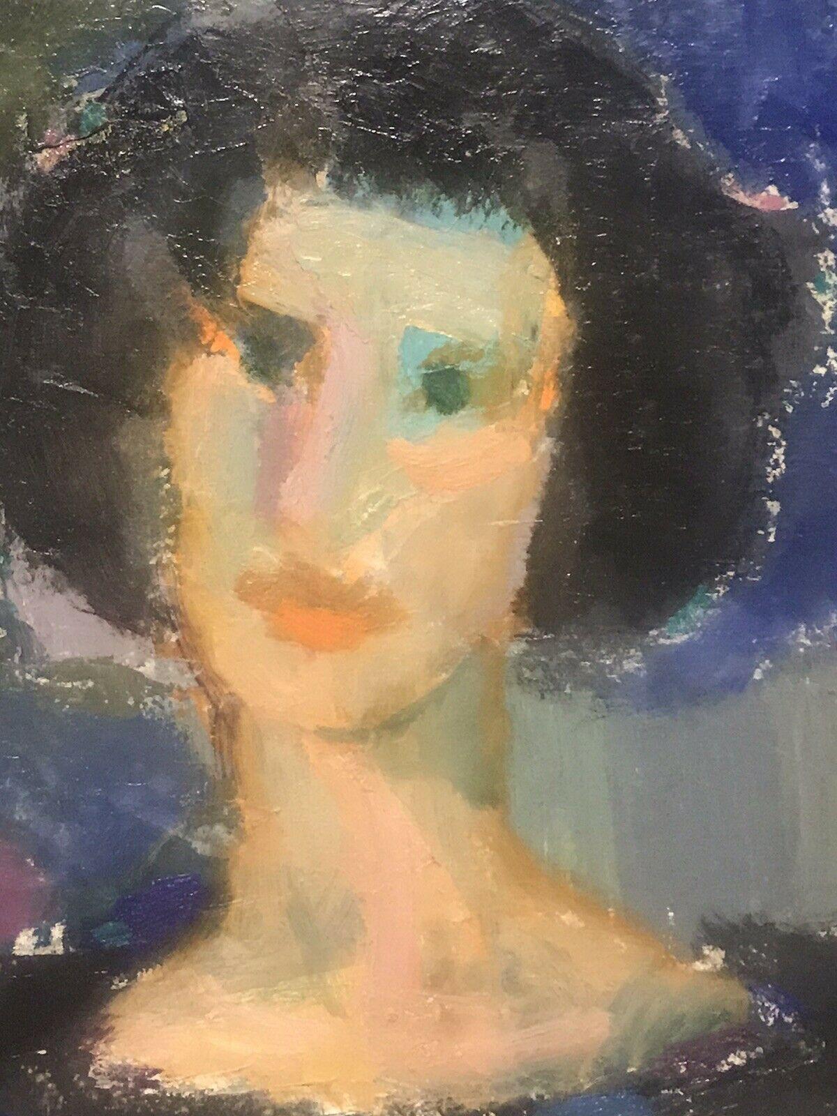 Akos Biro French Expressionist Oil, Portrait of Woman For Sale 9
