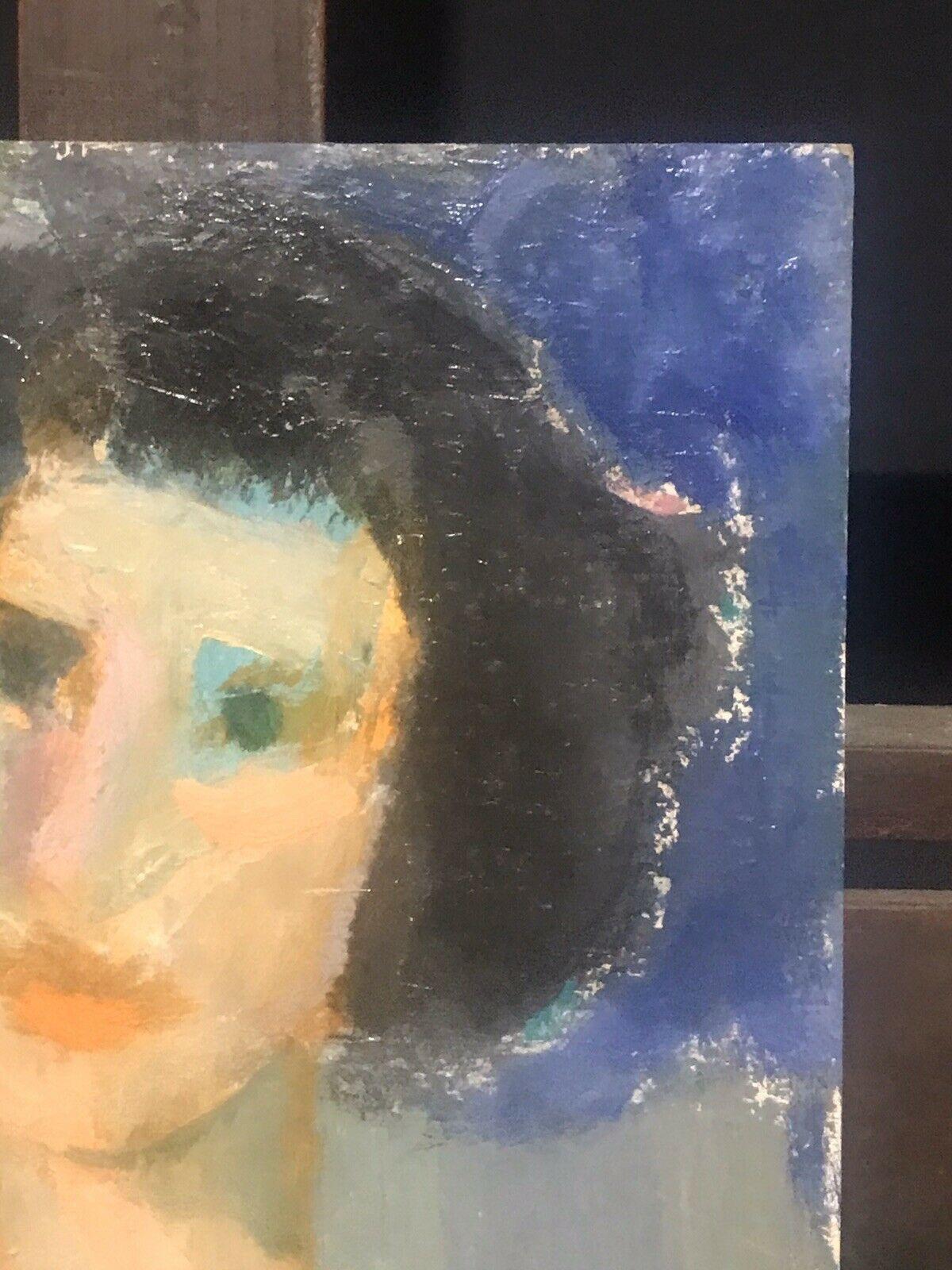 Akos Biro French Expressionist Oil, Portrait of Woman For Sale 8