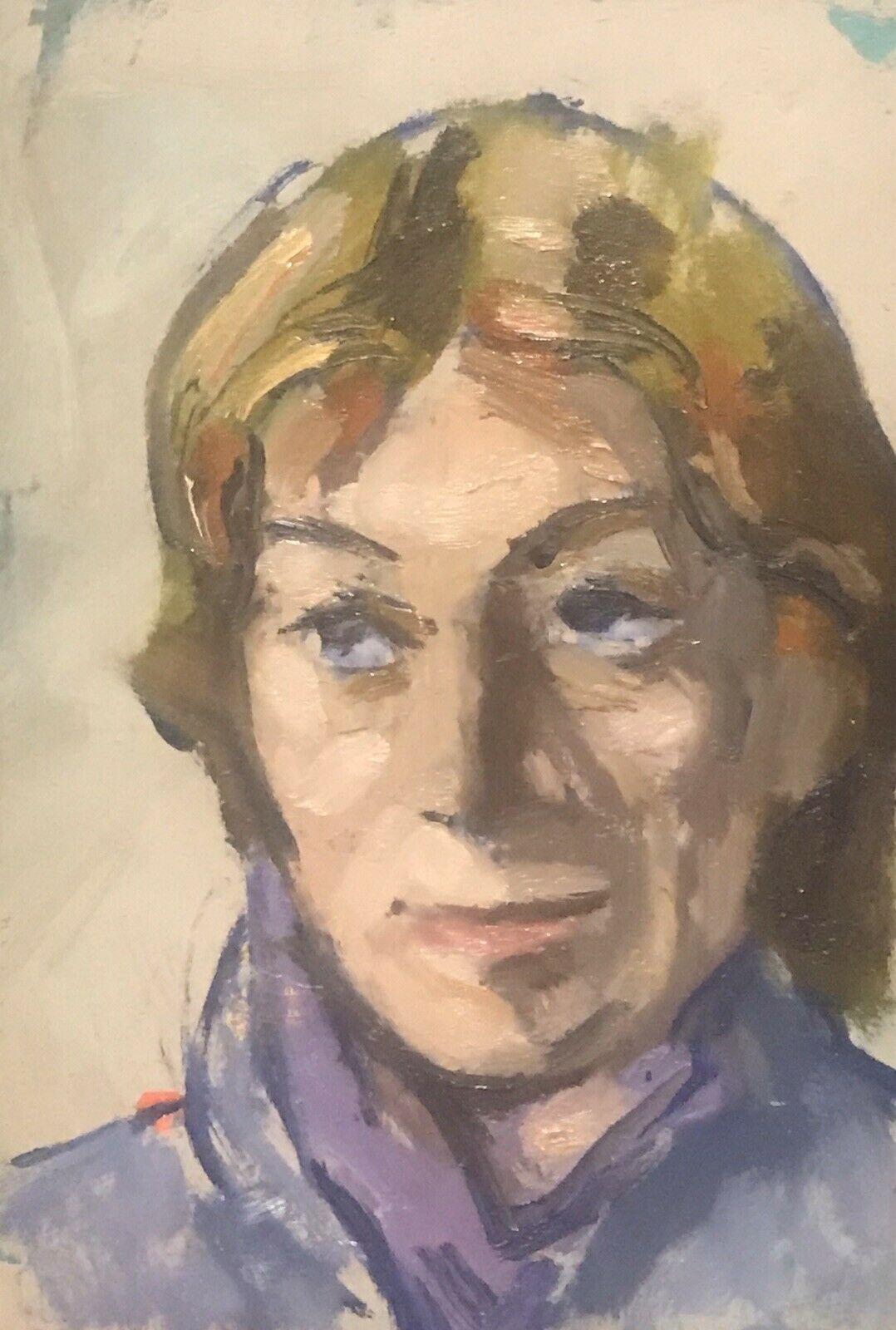 AKOS BIRO (HÚNGARO 1911-2002) ÓLEO EXPRESIONISTA - RETRATO EN PENSAMIENTO PROFUNDO - Landscape Painting Marrón de Akos Biro