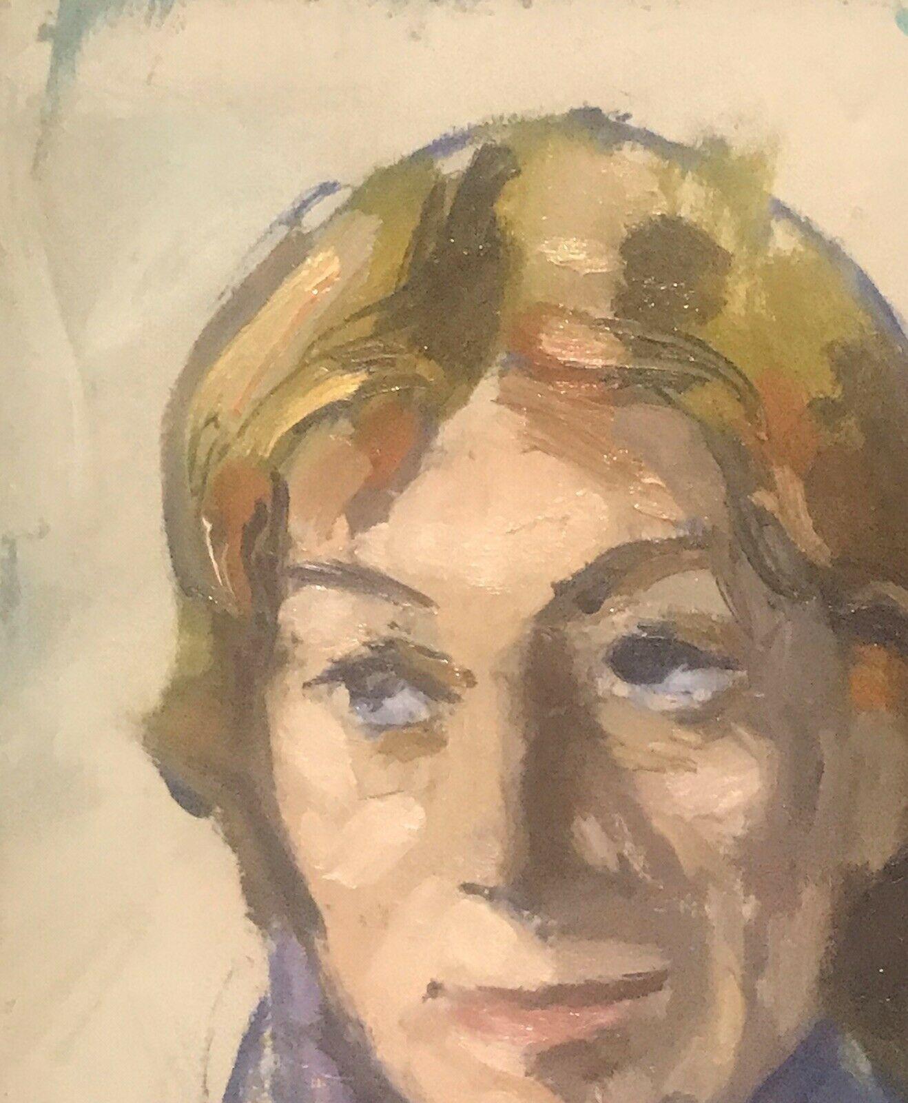 AKOS BIRO (HÚNGARO 1911-2002) ÓLEO EXPRESIONISTA - RETRATO EN PENSAMIENTO PROFUNDO en venta 1
