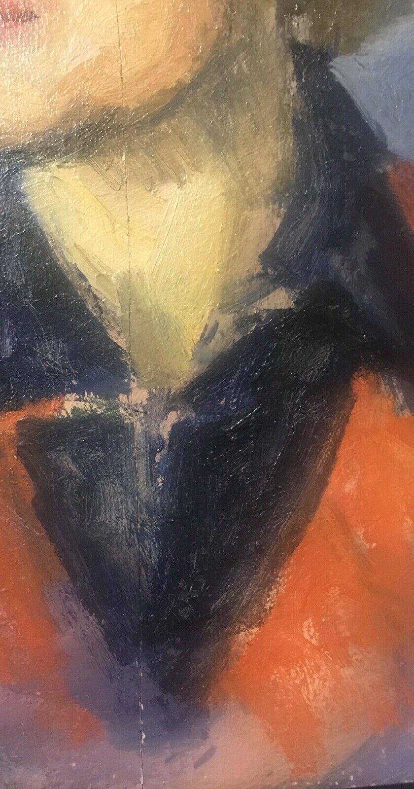 AKOS BIRO (UNGHERESE 1911-2002) RITRATTO AD OLIO ESPRESSIONISTA DI DONNA IN ROSSO - FIRMATO in vendita 2