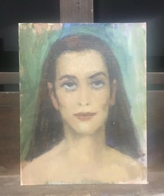 AKOS BIRO (HUNGARIAN 1911-2002) EXPRESSIONIST OIL PORTRAIT OF A LADY BROWN HAIR