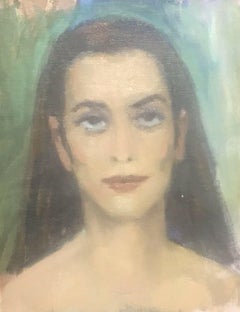 AKOS BIRO (UNGHERESE 1911-2002) RITRATTO ESPRESSIONISTA A OLIO DI UNA DONNA DAI CAPELLI CASTANI
