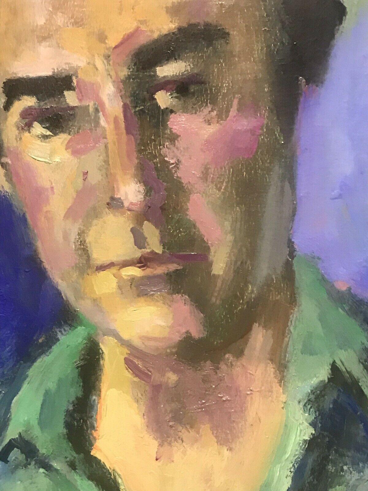 AKOS BIRO (UNGHERESE 1911-2002) OLIO ESPRESSIONISTA FIRMATO - RITRATTO MASCHILE - Painting Astratto di Akos Biro