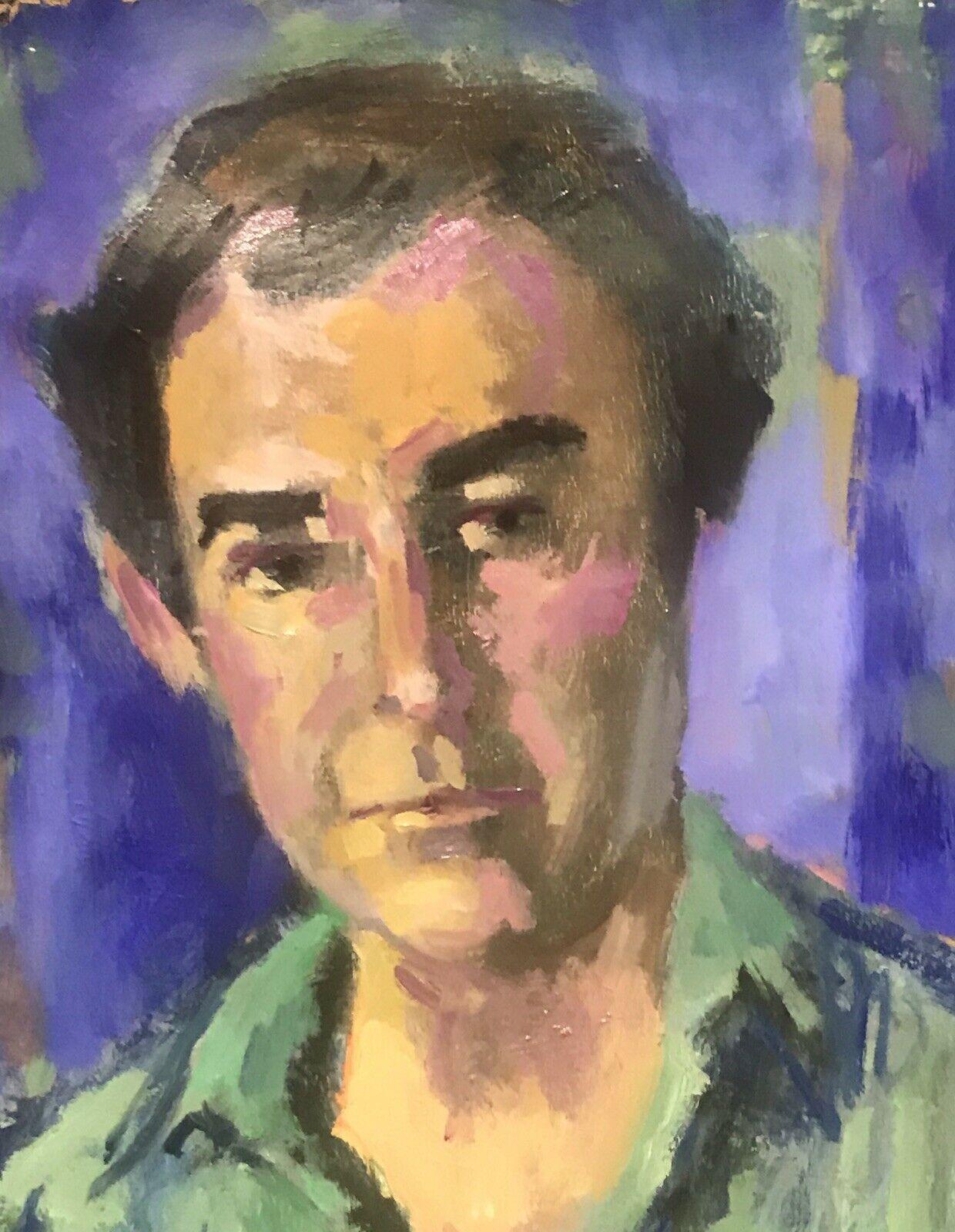 Akos Biro Abstract Painting - AKOS BIRO (HUNGARIAN 1911-2002) EXPRESSIONIST SIGNED OIL - MALE PORTRAIT