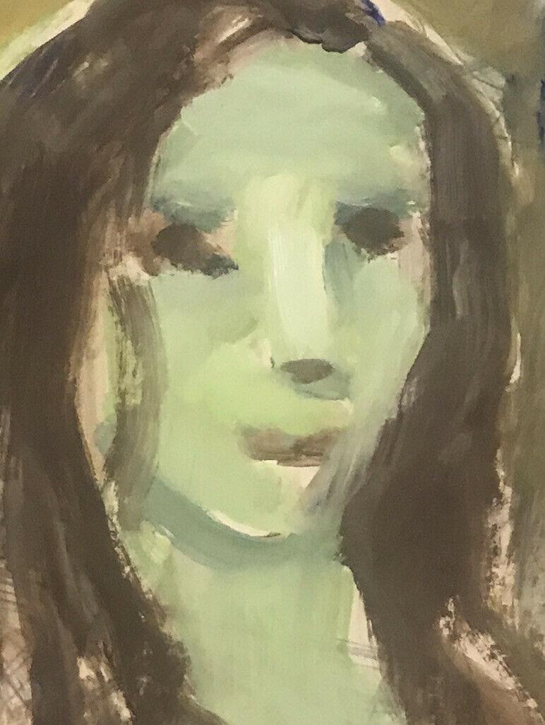 AKOS BIRO (UNGHERESE 1911-2002) OLIO ESPRESSIONISTA FRANCESE - RITRATTO ASTRATTO - Painting Postimpressionismo di Akos Biro