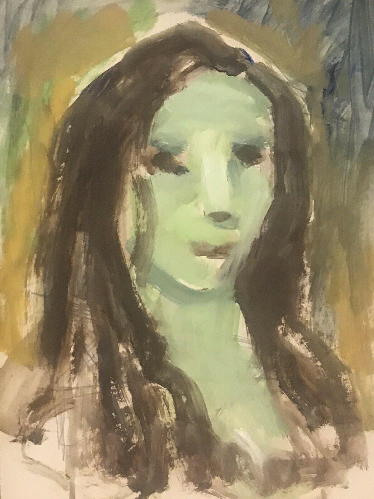 Portrait Painting di Akos Biro - AKOS BIRO (UNGHERESE 1911-2002) OLIO ESPRESSIONISTA FRANCESE - RITRATTO ASTRATTO