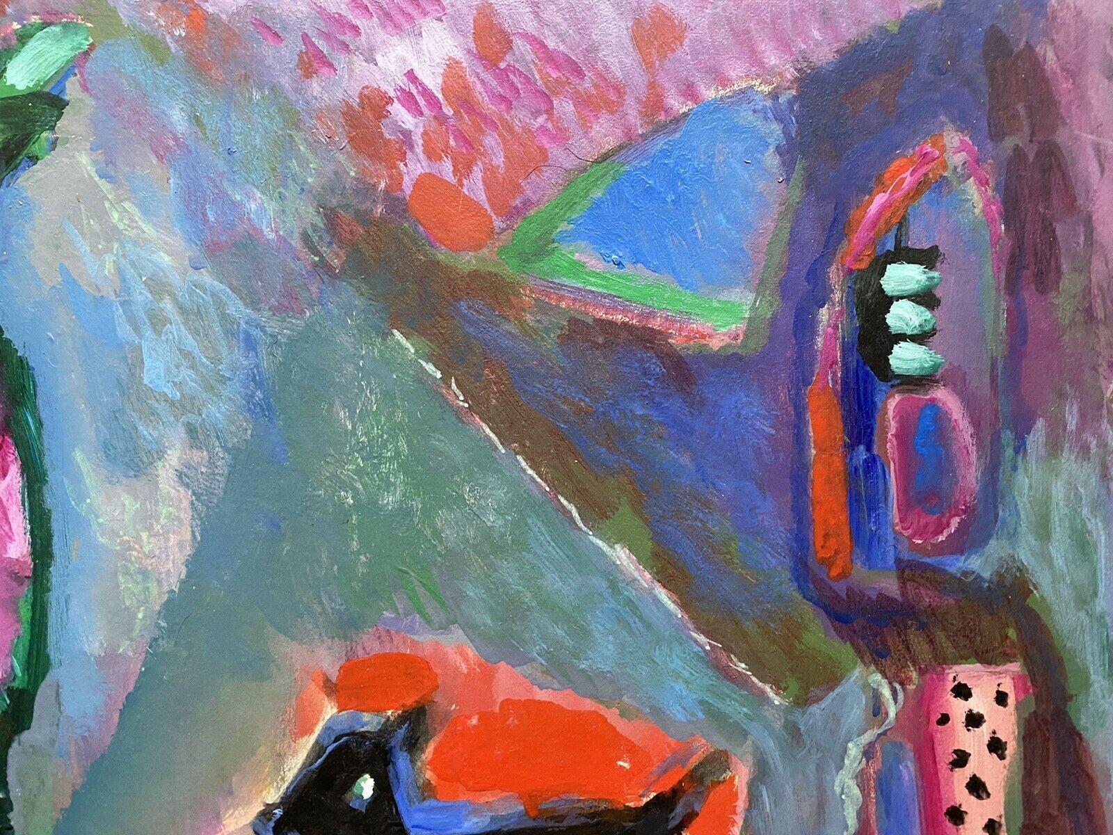 Akos Biro 'Hungarian 1911-2002' French Expressionist Oil, Figure with Dog For Sale 2
