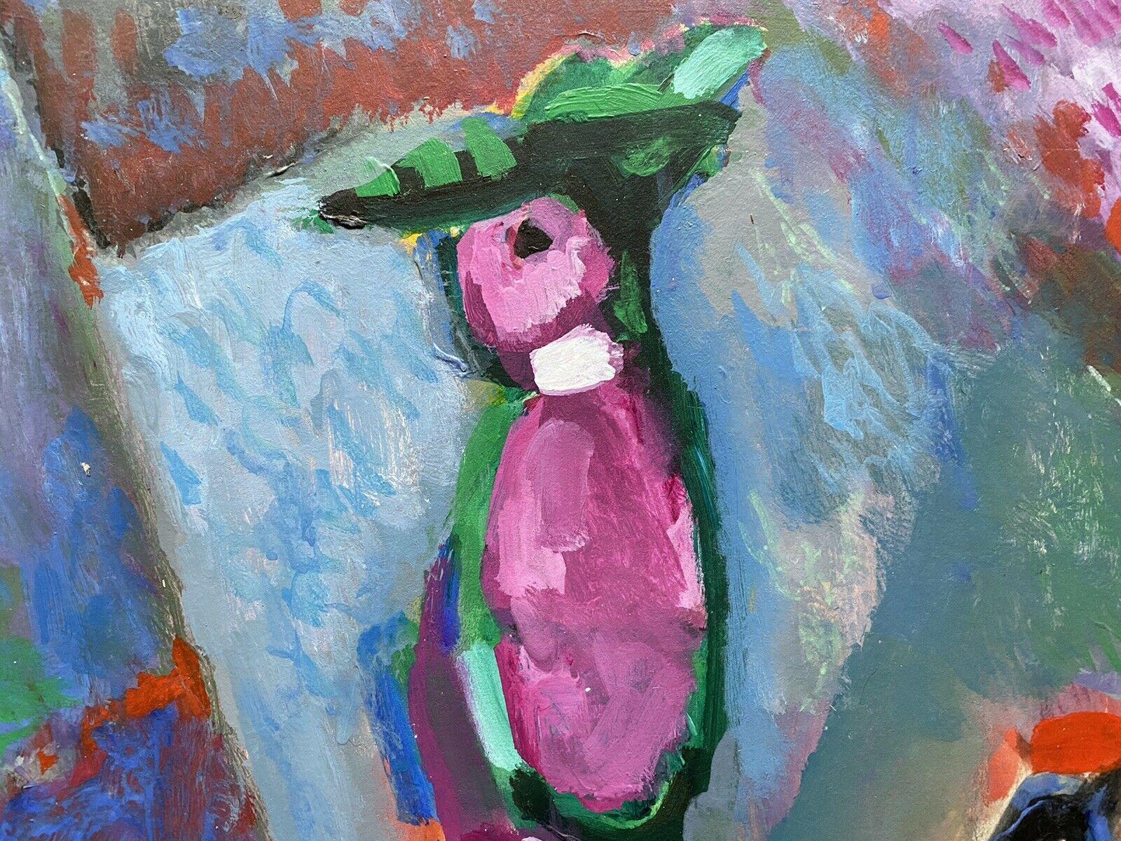 Akos Biro 'Hungarian 1911-2002' French Expressionist Oil, Figure with Dog For Sale 5