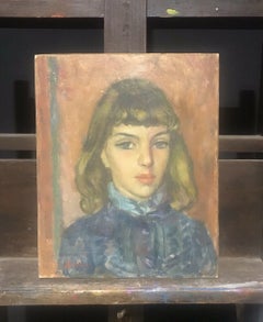AKOS BIRO (HUNGARIAN 1911-2002) FRENCH EXPRESSIONIST OIL - PORTRAIT YOUNG LADY