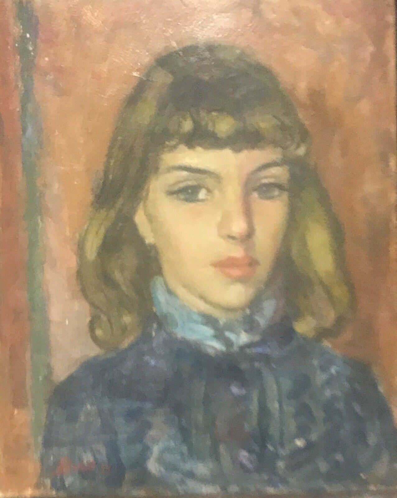 AKOS BIRO (HUNGARIAN 1911-2002) FRENCH EXPRESSIONIST OIL - PORTRAIT YOUNG LADY