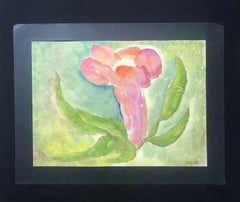 FRENCH EXPRESSIONIST PAINTING - COLOURFUL FLOWER - GREEN AND PINK COLOR