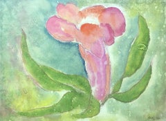 FRENCH EXPRESSIONIST PAINTING - COLOURFUL FLOWER - GREEN AND PINK COLOR