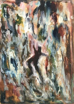 AKOS BIRO (HUNGARIAN 1911-2002) FRENCH EXPRESSIONIST SIGNED OIL ABSTRACT FIGURE