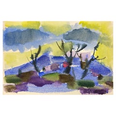 Buntes abstraktes, französisches expressionistisches Original-Ölgemälde