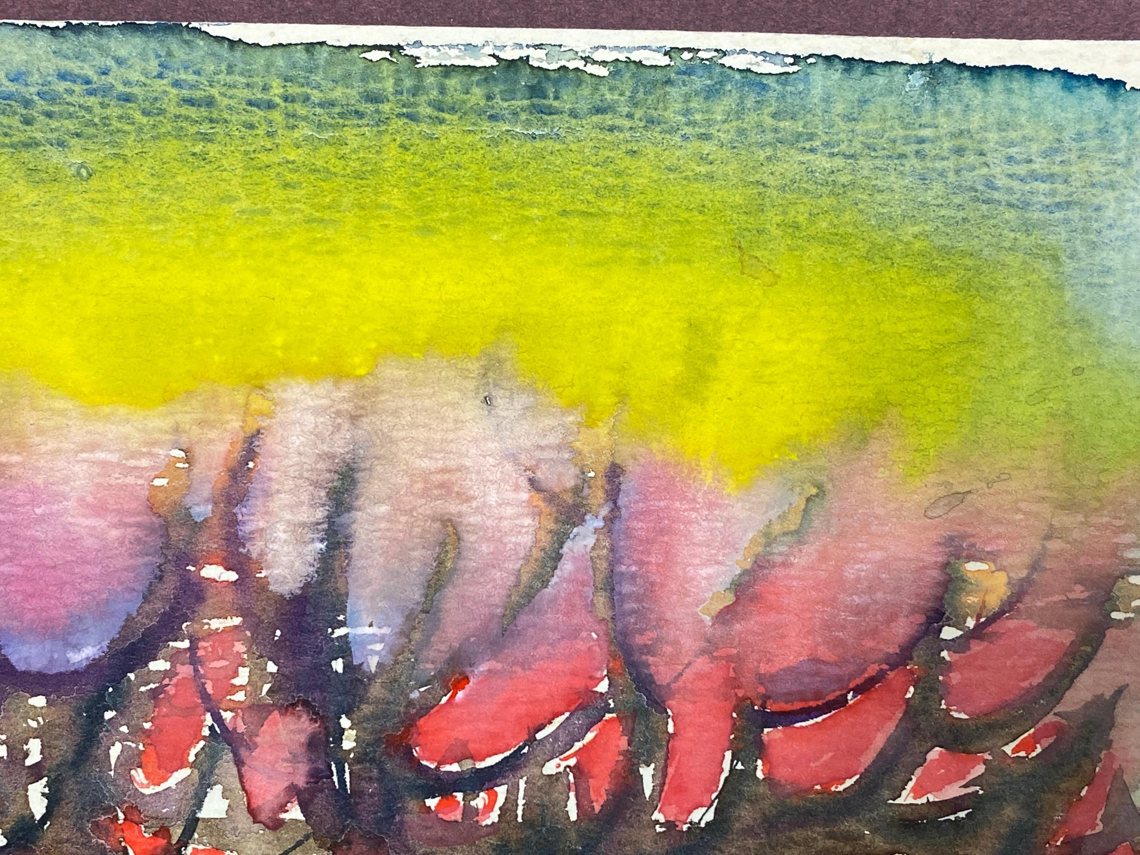 Buntes abstraktes, französisches expressionistisches Originalgemälde im Angebot 1