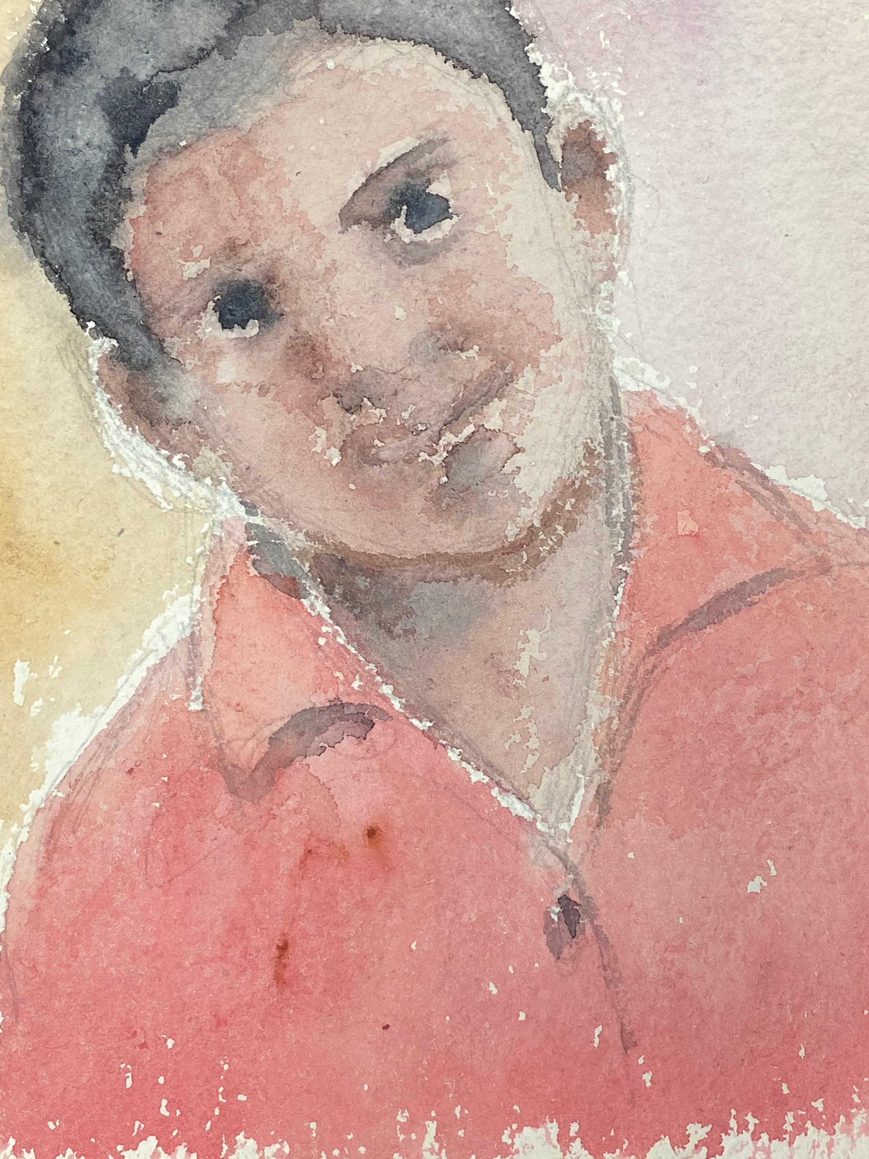 Retrato Abstracto Colorido, Pintura Expresionista Francesa Original - Painting de Akos Biro