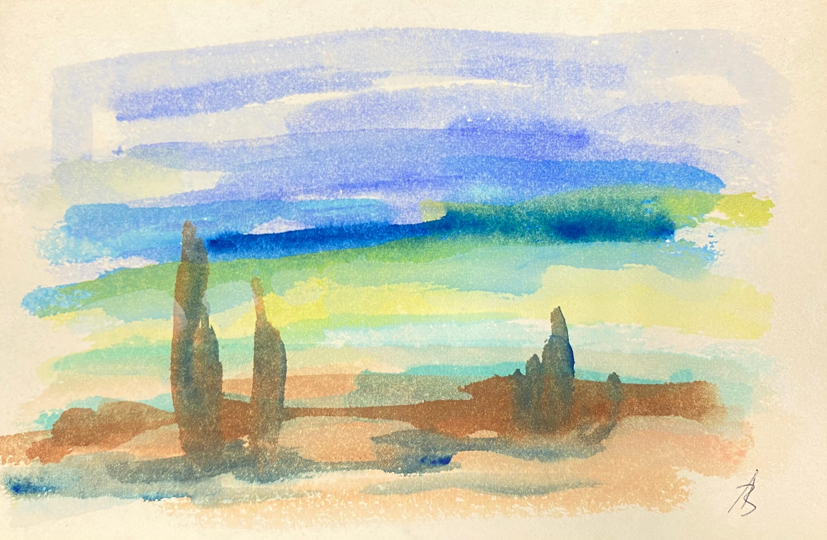 Landscape Painting Akos Biro - Le ciel coloré de Provence, peinture d'origine de l'expressionniste français