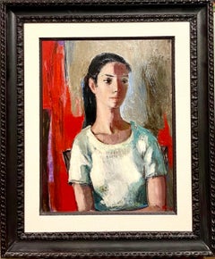 Retro Portrait of a French Woman Oil Painting Hungarian Master A. Biro French Beauty 