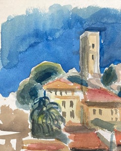 Französisches expressionistisches Originalgemälde „Fischer Hafen in der Provence“