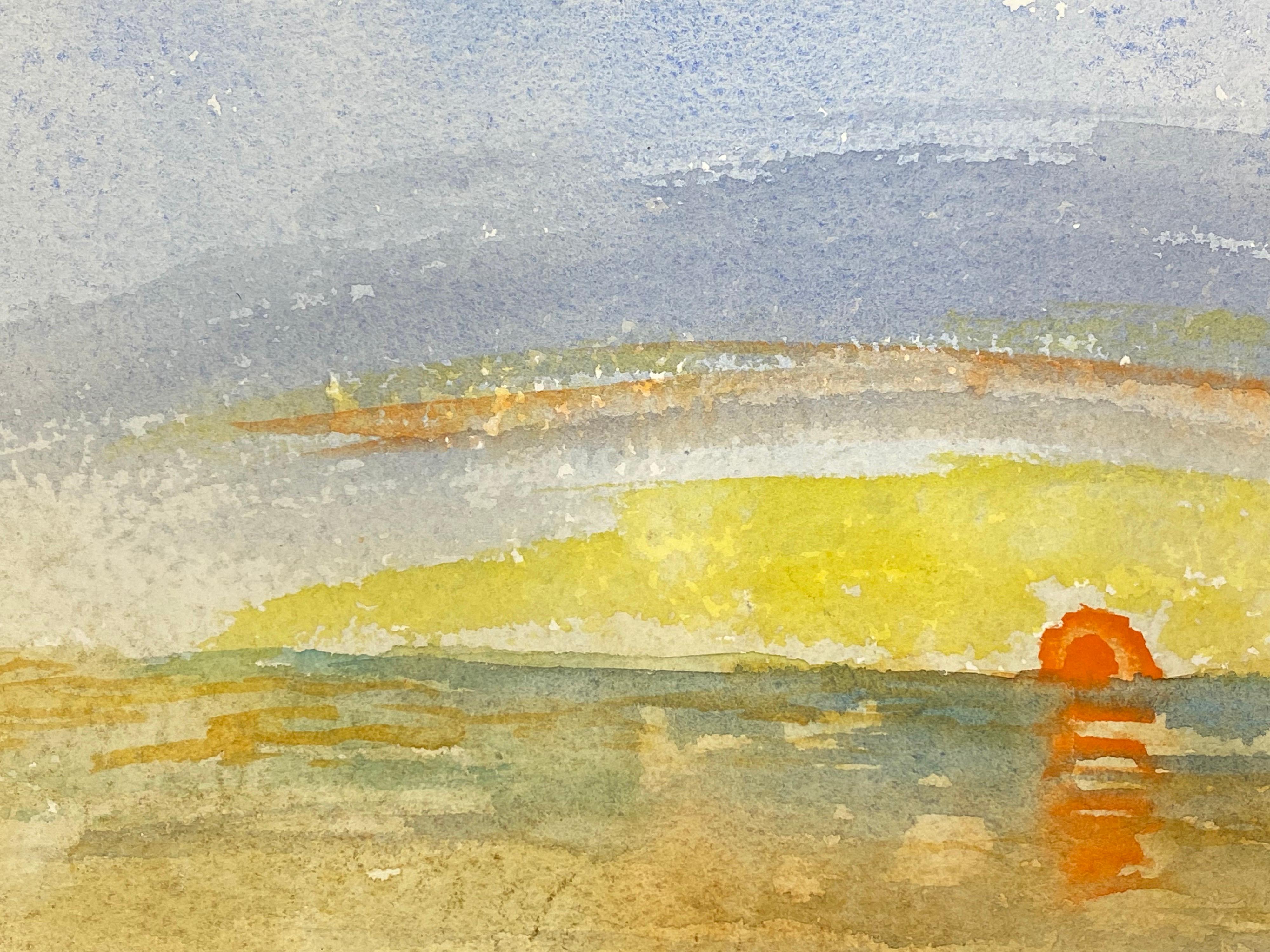 Un coucher de soleil au-dessus de la mer, peinture d'origine de l'expressionniste français - Expressionniste Painting par Akos Biro