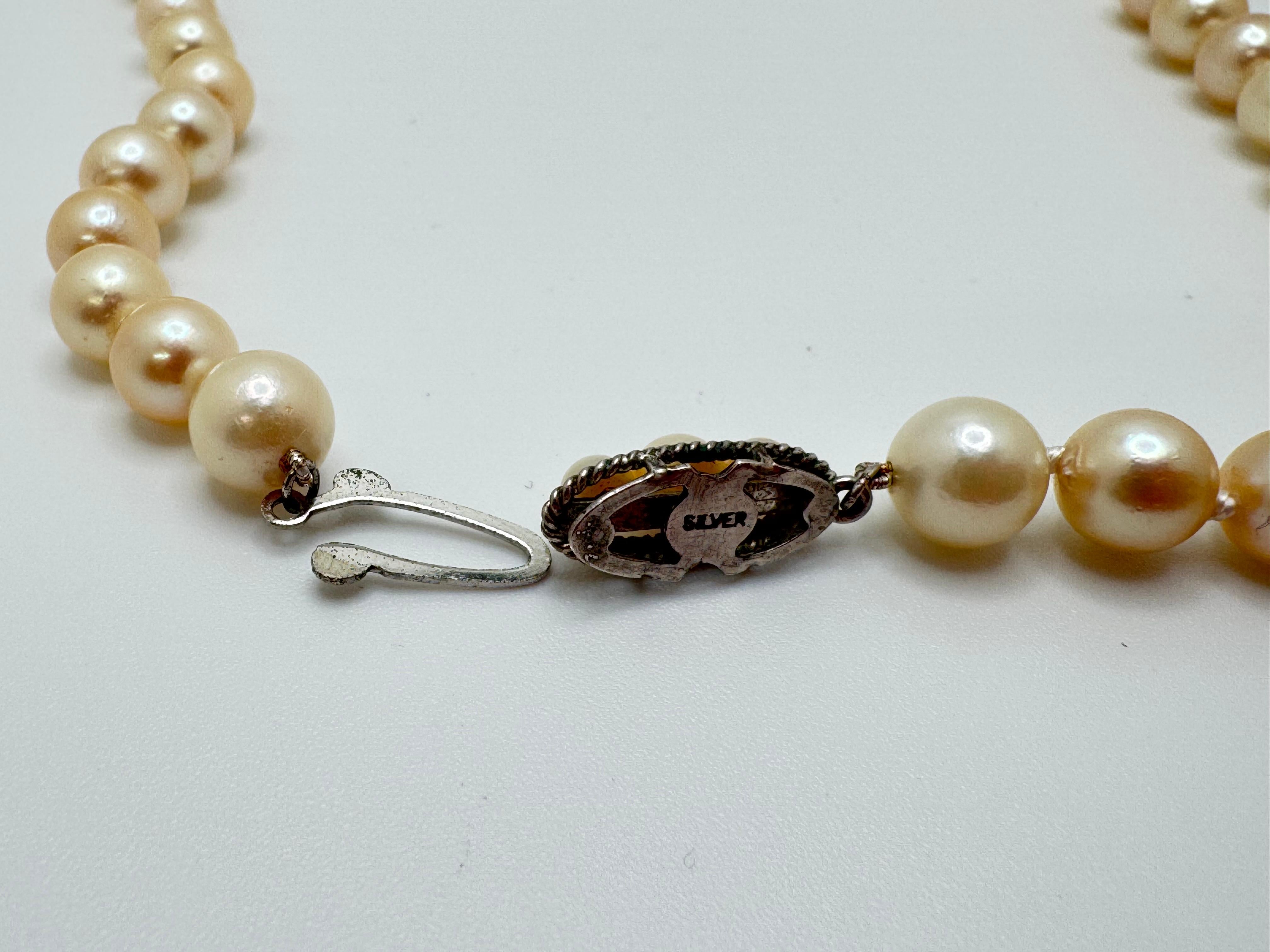 Art Déco Akoya Cream Pearl Necklace in vendita
